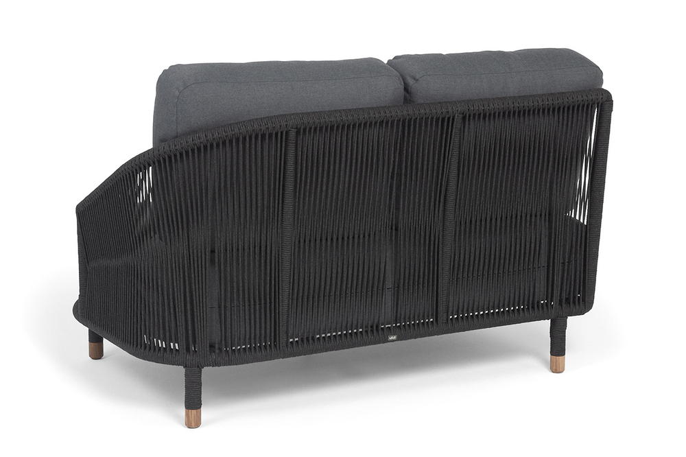 "Верона" левый модуль плетеный из роупа, каркас алюминий темно-серый (RAL7024) муар, роуп темно-серый круглый, ткань темно-серая 027, L131х89