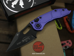 Нож Microtech Stitch Acid Purple AL + пружина A+++ - черный клинок, рукоять фиолетоый алюминий