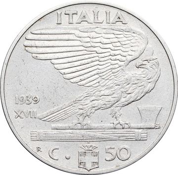 50 чентезимо 1939 Италия (Не магнетик, 1939 - XVII)