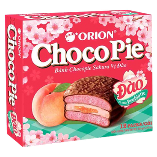 Печенье Orion Choco Pie со вкусом сакуры с персиком