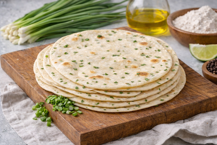 Лепешки роти с зеленым луком