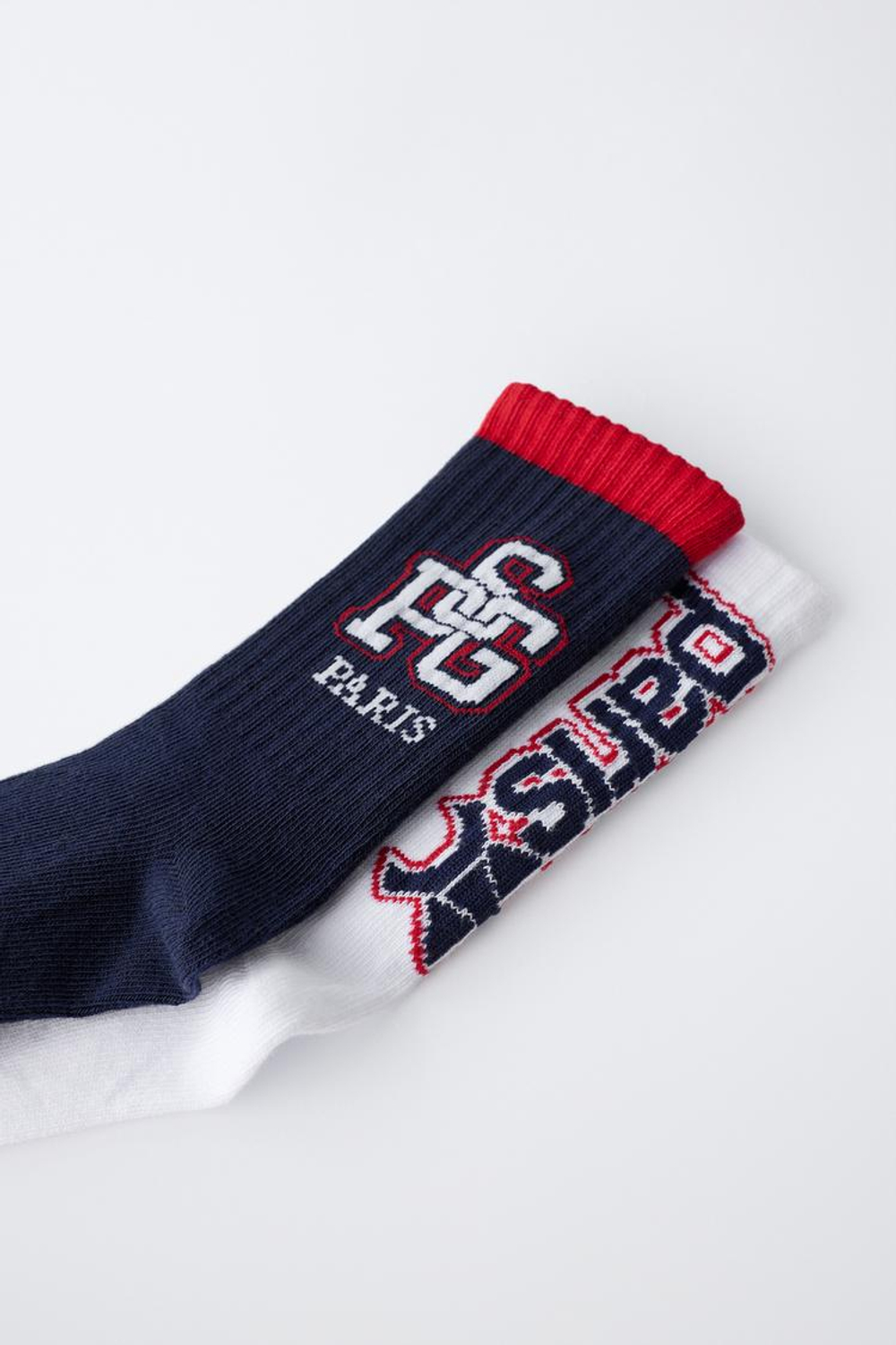 ZARA НАБОР ИЗ ДВУХ ПАР ВЫСОКИХ НОСКОВ PSG ®, СИНИЙ