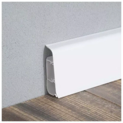 Плинтус напольный ПВХ "Деконика", 001-0 Белый Глянцевый 2200х55х21 мм