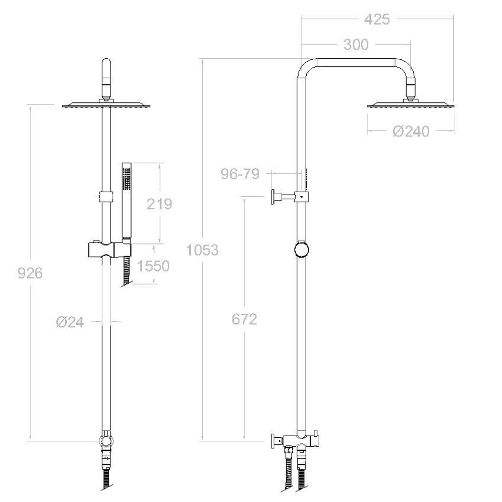 Душевая система без смесителя T20002RP240