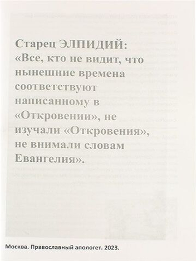 Все, кто не видит, что нынешние времена соответствуют написанному в Откровении, не изучали Откровения, не внимали словам Евангелия Старец Эллидий
