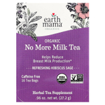 Earth Mama, Organics, органический чай No More Milk, освежающий гибискус и шалфей, без кофеина, 16 чайных пакетиков, 27,2 г (0,96 унции)