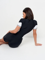 Купальник слитный с шортами и белыми вставками