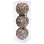 Новогодние шары «GLAME - Блестящий мир» 8 см (набор 3 шт), Шампань