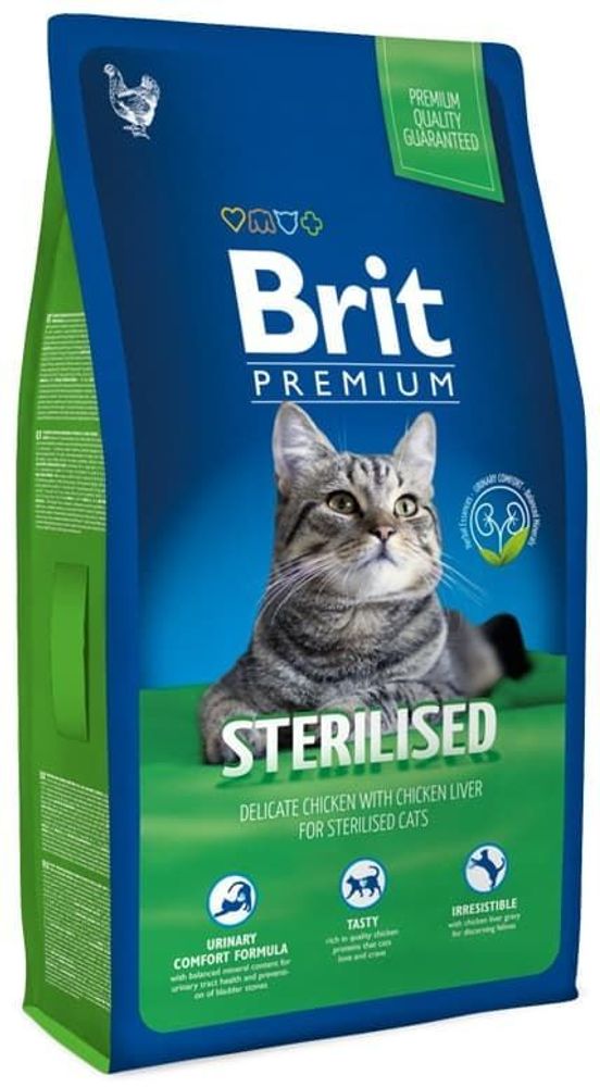 Brit Premium Сat Sterilised 300г. корм для стерилизованных котов и кошек с курицей и печенью