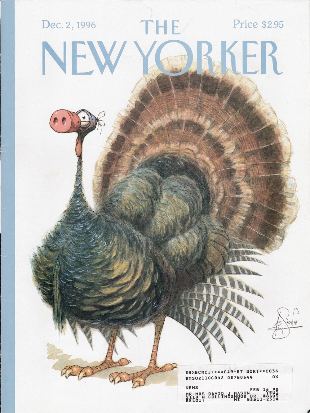 Журнал The New Yorker 02-12-1996, обложка