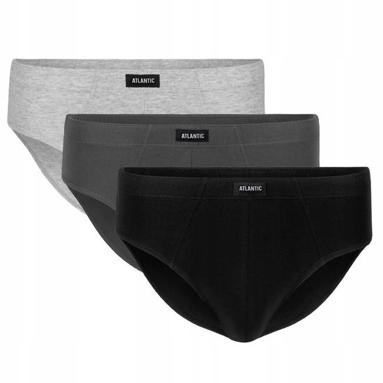 Мужские трусы (3шт) слипы классика Atlantic 3BMP-006,черный+серый+графит