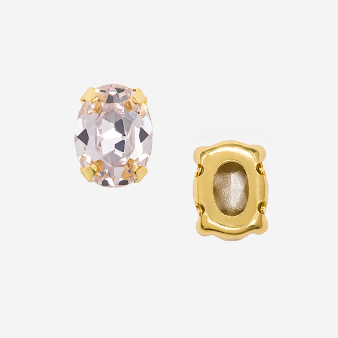 Овал (Oval Fancy Stone) в цапах, оттенок "Light Rose", 8*6мм, позолота