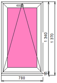 Пластиковое окно 1340 х 780 фрамуга (форточка) ТермА Эко