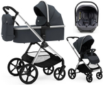 Коляска Agex Life 3 в 1 хромированная рама с автокреслом i-Team ATG080 Grey ALM606 Midnight Grey (Темно-серый)