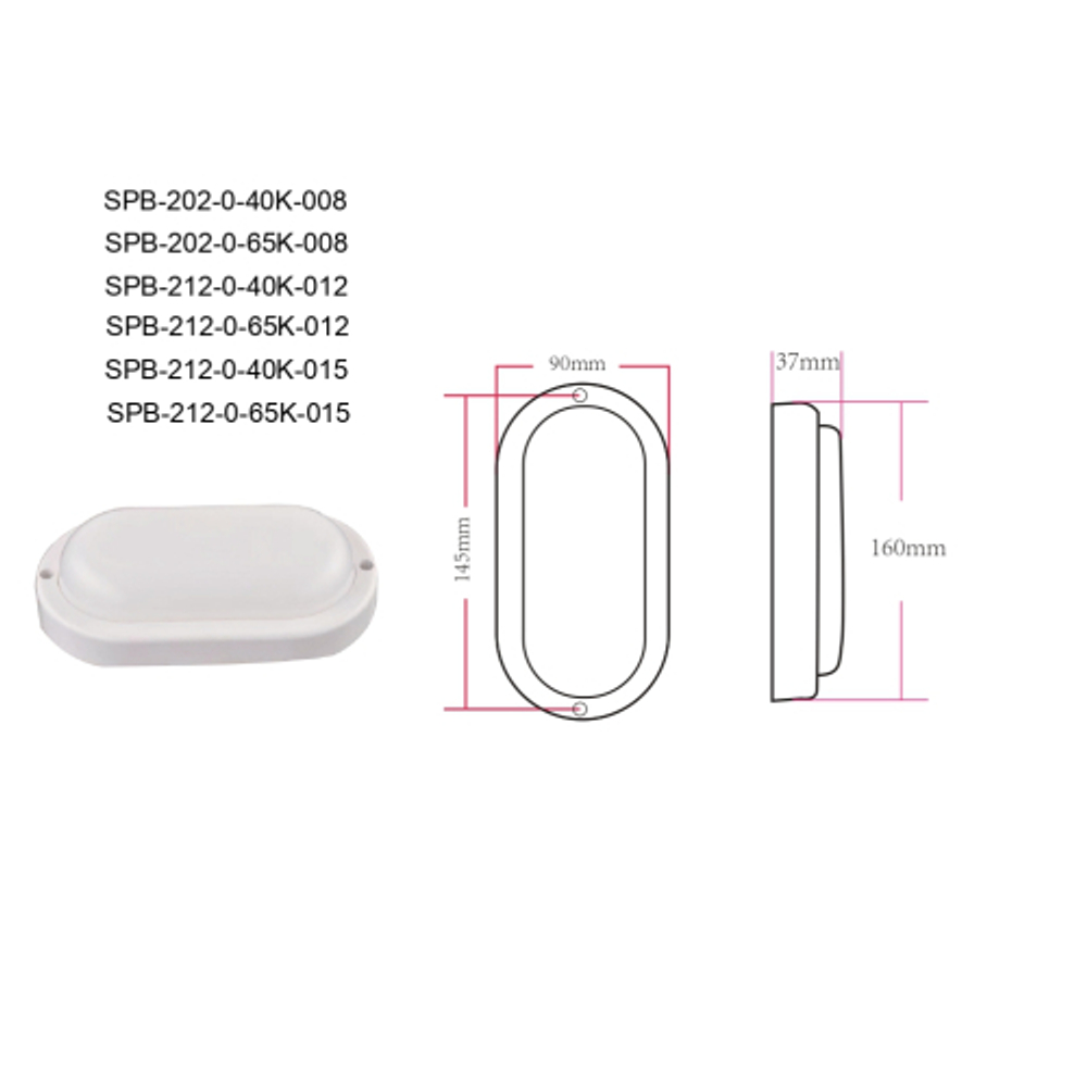 Светильник ЖКХ светодиодный ЭРА SPB-202-0-40K-008 IP65 8Вт 4000К 160x90 овал