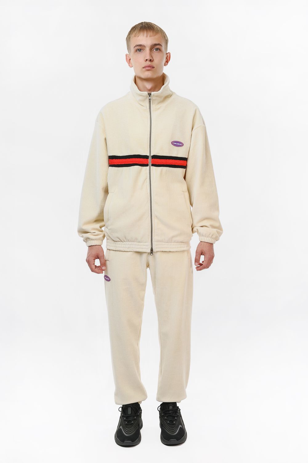 Олимпийка Ymkashix велюровая Stripe track белая