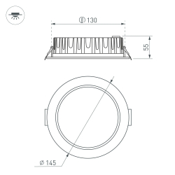 Светильник MS-MIST-BUILT-R145-15W Warm3000 (WH, 110 deg, 230V) (Arlight, IP54 Металл, 5 лет) 041613