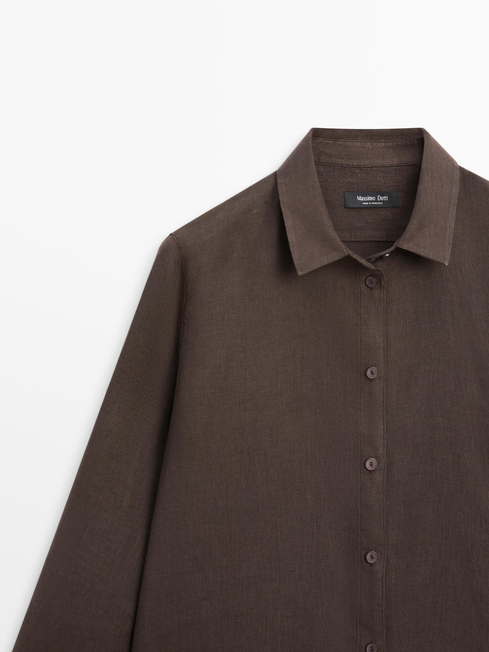 Massimo Dutti Свободная рубашка из 100% льна, коричневый
