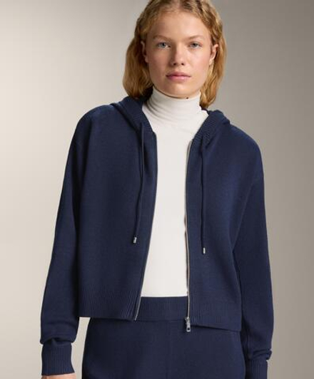 Oysho Вязаная куртка с капюшоном, синий