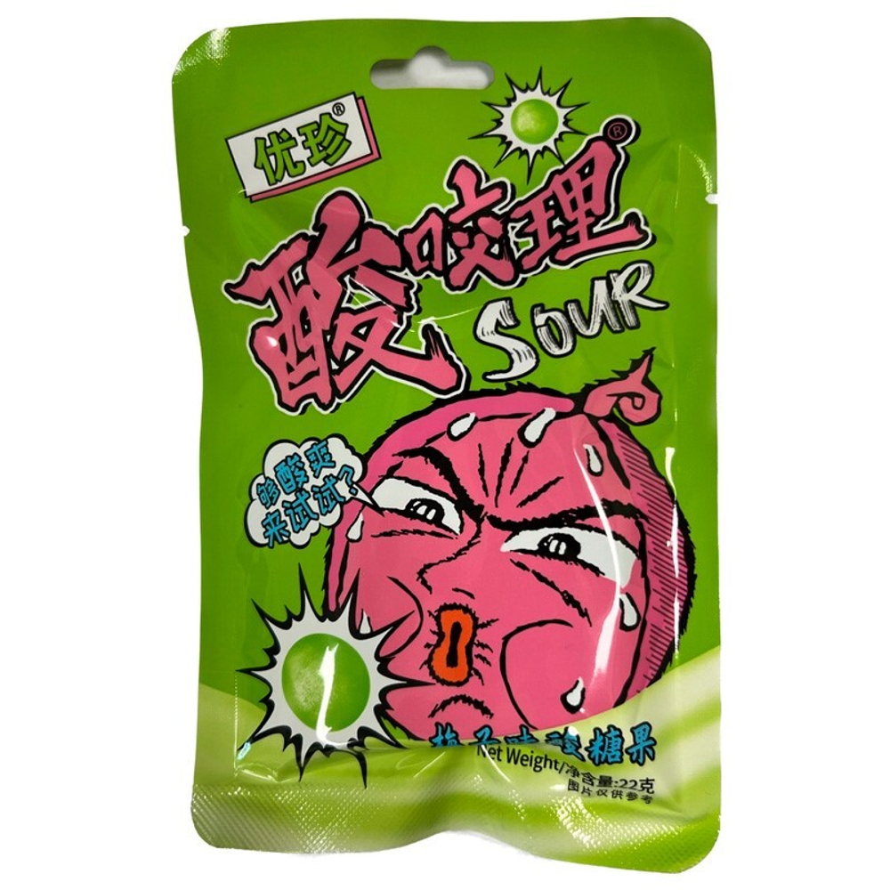 Конфеты UJANE SOUR лимон(зеленый) 20шт*22гр