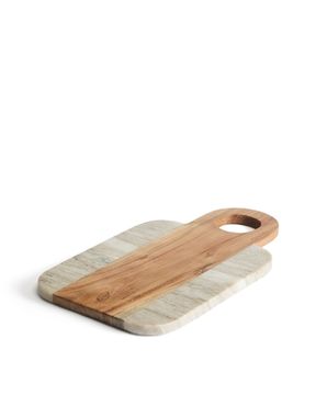 Сервировочная доска Nuvir из бежевого мрамора и массива акации
