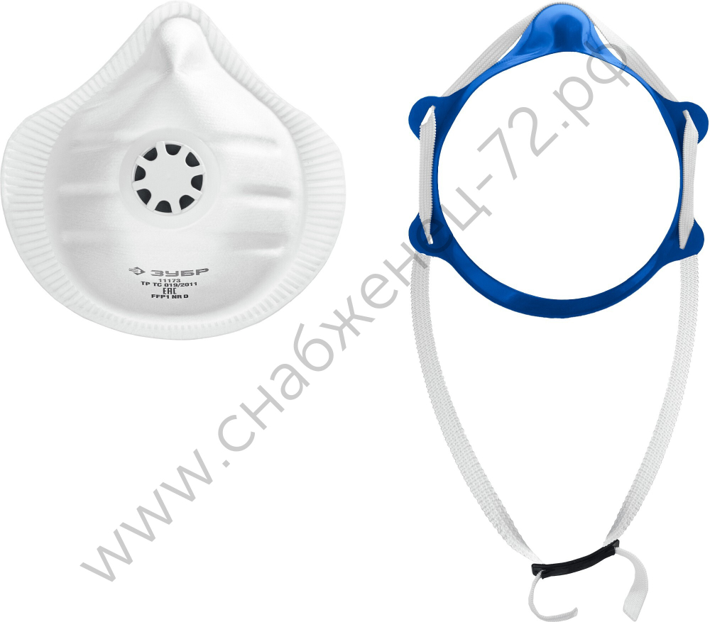 ЗУБР коническая, класс защиты FFP1, с клапаном выдоха, пластиковый каркас, с 10-ю сменными фильтрами, фильтрующая полумаска (11173)