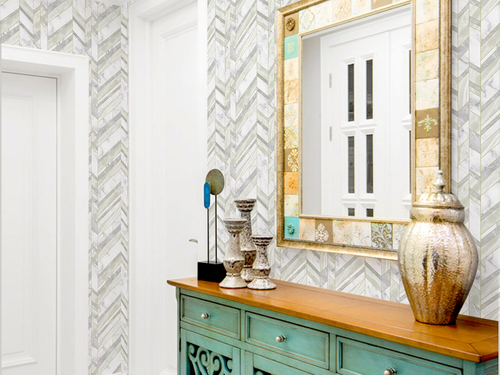 Панель ПВХ термопечать Дыхание севера грин 661/1 2700х250 мм