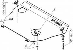 Защита картера двигателя, КПП. 5 мм, Алюминий. для Toyota RAV 4 2010-2013, Motodor.32517