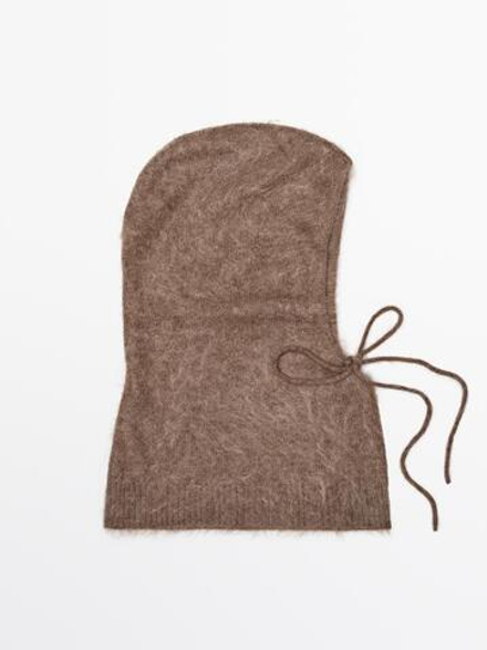 Massimo Dutti Шапка-балаклава из 100% кашемира, песочный