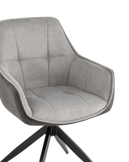 Стул мягкий обеденный с подлокотниками Helm серый спинка экокожа