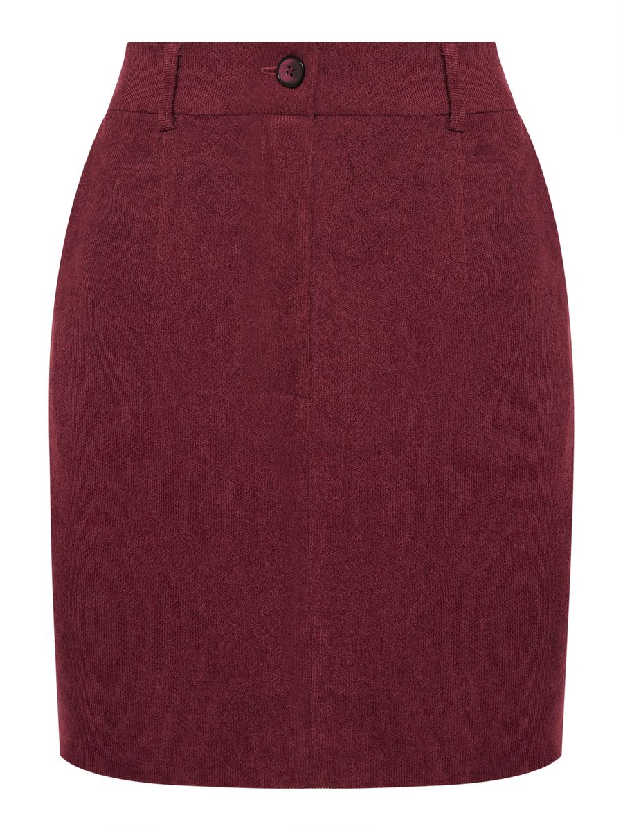 Юбка из вельвета мини бордовая