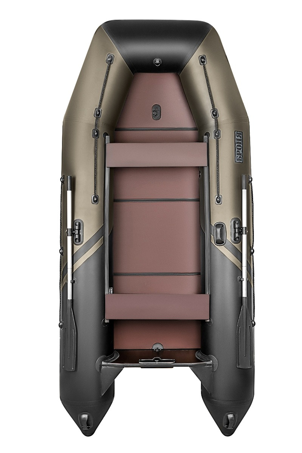 Броня-340 СК слань+киль хаки-черный (Лодка ПВХ под мотор с усилением)