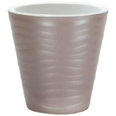 Кашпо для цветов пластиковое 2л d-15,5см «Валенсия» со вставкой мокко