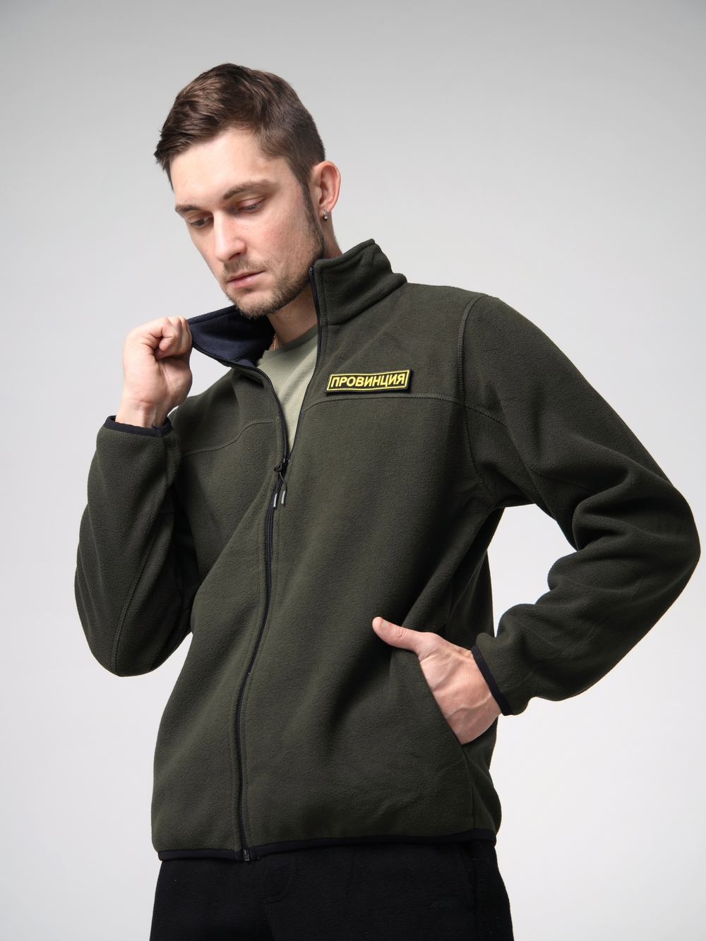 Толстовка флисовая флиска худи провинция хаки