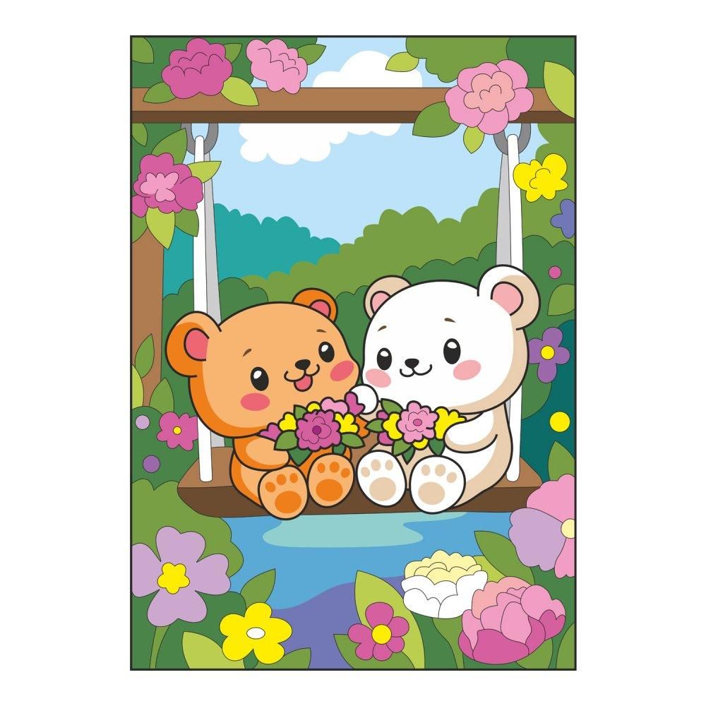 Картина по номерам для малышей на картоне 20х30 "Цветочные качели" (Lori)