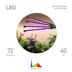 Настольный светильник для растений ЭРА FITO-40W-АLED-Ra-USB полного спектра 40 Вт черный