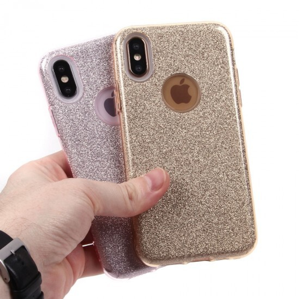 Чехол ТПУ с блестками для iPhone XS, 010028 Голубой