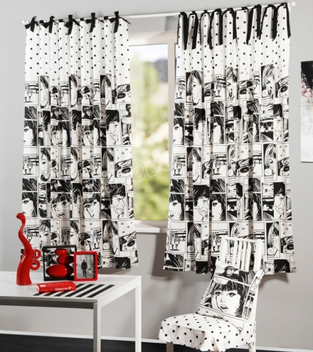 Шторы для кухни: Гамильтон (арт. BL01-21-01)  -  (120х180)х2 см.  - черно-белые