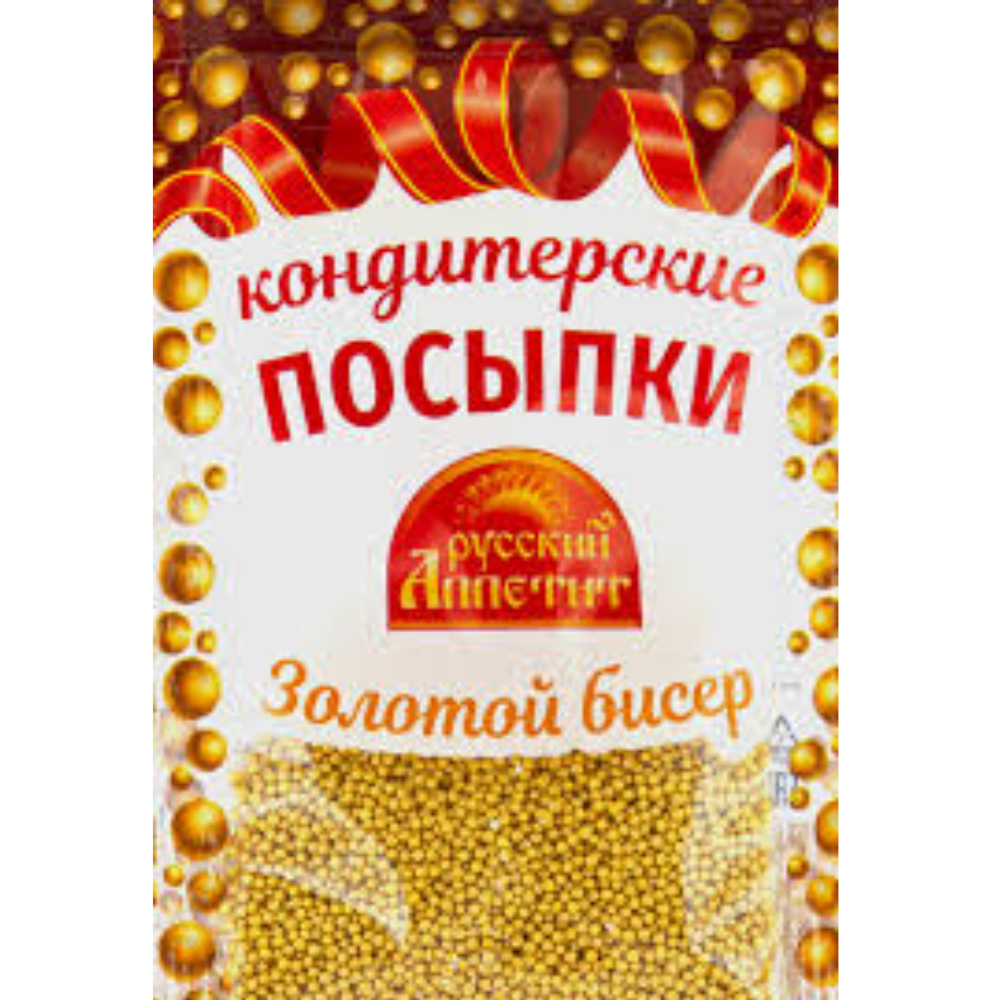 Посыпки Русский аппетит Золотой бисер 30 гр