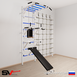 Шведская стенка Sv Sport усиленная 6630 (Турник рукоход/Брусья/Стойка/Скамья/Трапеция/Канатный лаз)