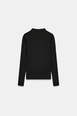 ZARA ФУТБОЛКА С ВЫСОКИМ ВОРОТНИКОМ, ЧЕРНЫЙ