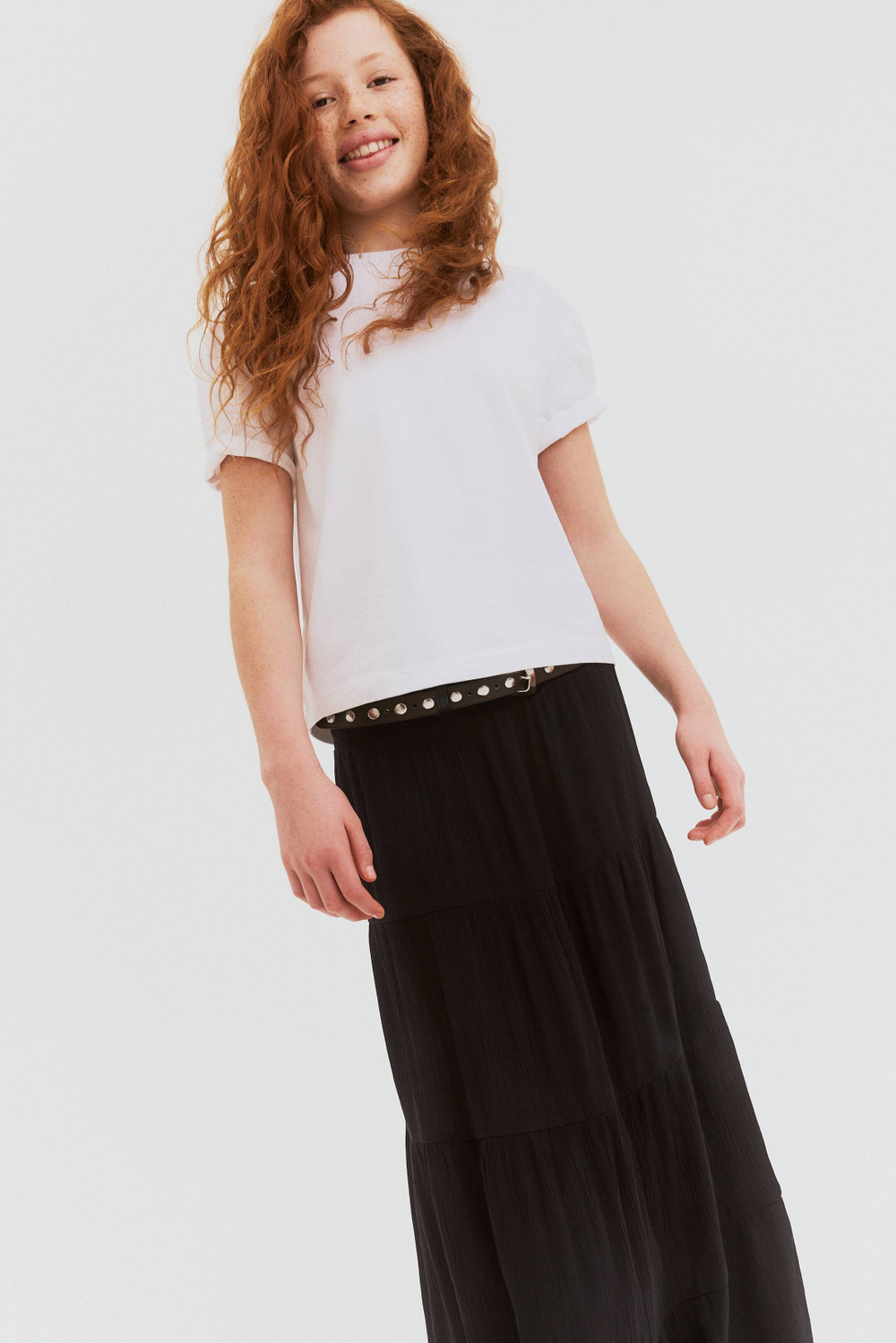 H&M Длинная юбка в складку, черный