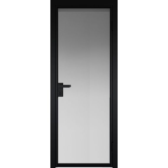 Межкомнатная дверь алюминиевая Profil Doors 1AG чёрная матовая RAL9005 остеклённая
