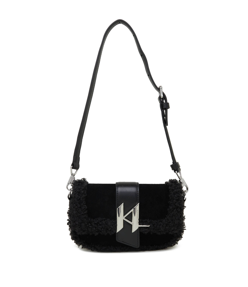 Кожаная сумка-мессенджер k/saddle suede shear Karl Lagerfeld - черный(236W3031)