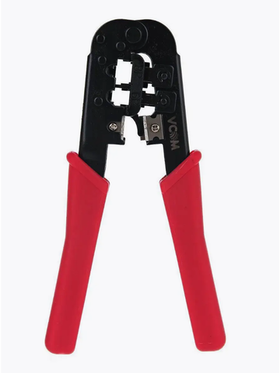 Клещи обжимные, VCOM, RJ-45/RJ-12, храповый механизм, красный