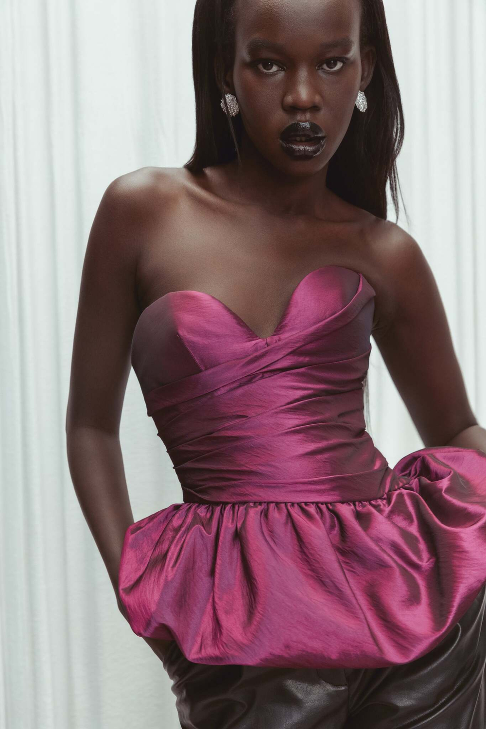 Драпированный корсетный топ с рюшем