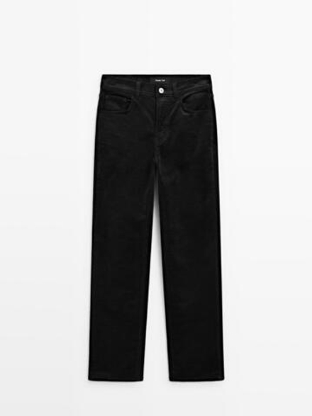 Massimo Dutti Брюки прямого кроя из вельвета в рубчик, черный