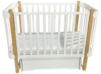 Детская кроватка Антел Solnyshko поперечный маятник с ящиком белый/бук