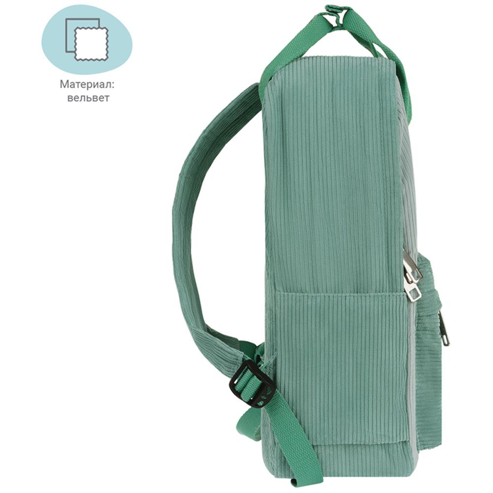 Рюкзак Meshu Ever green, 36*27*11см, 300гр, 1отд, 3 кармана, вельвет