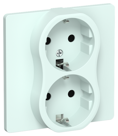 FLITE Розетка 2-местная с заземлением без защитных шторок безвинтовое крепление 16А РС12-1-К-ФлХЛ холодный лед IEK